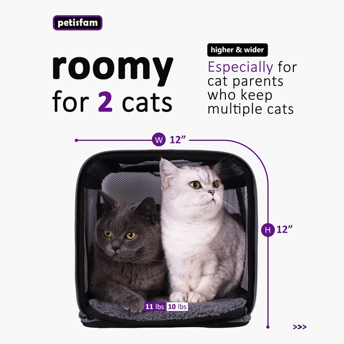 Soft Pet Carrier for Large and Medium Cats, 2 Kitties, Small Dogs. Easy to Get Cat In, Great for Cats That Don'T like Carriers (Black)