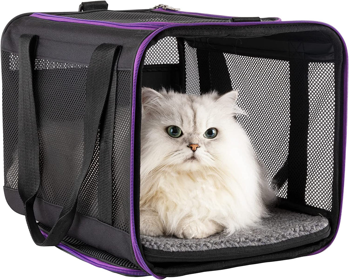 Soft Pet Carrier for Large and Medium Cats, 2 Kitties, Small Dogs. Easy to Get Cat In, Great for Cats That Don'T like Carriers (Black)