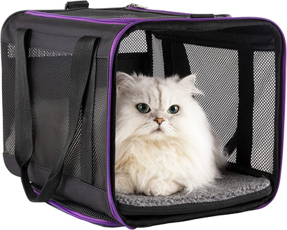 Soft Pet Carrier for Large and Medium Cats, 2 Kitties, Small Dogs. Easy to Get Cat In, Great for Cats That Don'T like Carriers (Black)
